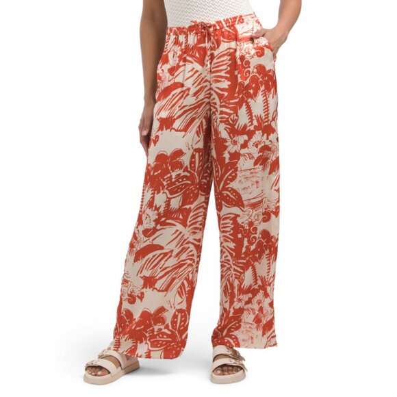 ONIA Poinciana Silk Blend Wide Leg Drawstring Pants